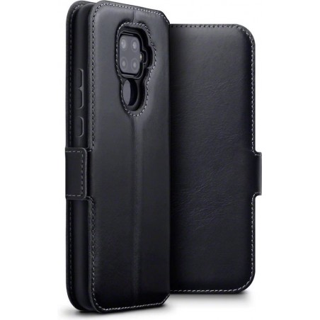 Qubits - lederen slim folio wallet hoes - Huawei Mate 30 Lite - Zwart