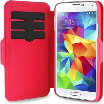 PURO Samsung Galaxy S5 Eco Leather Wallet Case Bi-Color + 3 Cardslot - Roze/Rood