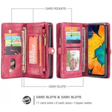 CaseMe Vintage Wallet Case Hoesje Samsung Galaxy A40 (SM-A405) - Rood