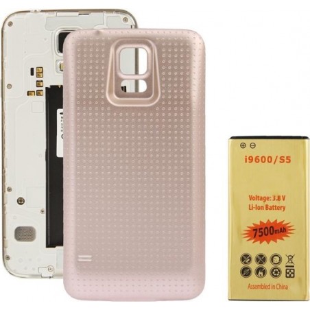 7500mAh mobiele telefoon batterij & dekking achterdeur voor Galaxy S5 / G900 (Golden)
