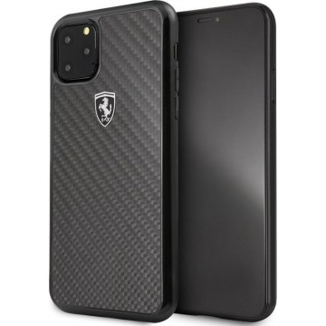 iPhone 11 Pro Max Backcase hoesje - Ferrari - Effen Zwart - Carbon
