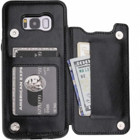 Wallet Case Samsung Galaxy S8 + gratis glazen Screenprotector - zwart