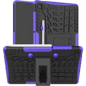 Let op type!! Voor Samsung Galaxy S6 Lite Tire Texture TPU+PC Shockproof Case   met Holder & Pen Tray(Paars)
