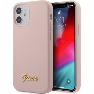 GUESS  Siliconen Backcover Hoesje iPhone 12 Mini - Roze