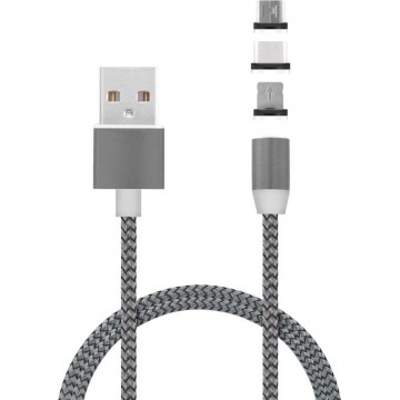 Mobiparts Magnetic 3-Pack to USB Cable 1.5A Dark Grey 1 Meter