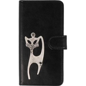 Mystiek MP case Samsung Galaxy J6 bookcase kat zilver hoesje