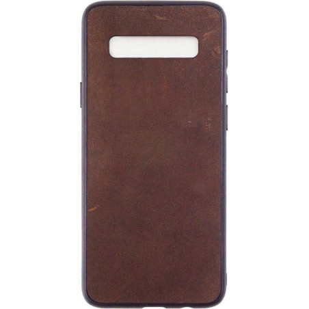 Leren Telefoonhoesje Samsung S10 PLUS – Bumper case - Chocolade Bruin