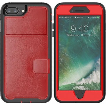 Lederen beschermhoes met houder en kaartsleuf voor iPhone XR (rood)