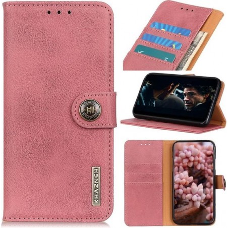 Voor OnePlus 7T koeienhuid textuur horizontale flip lederen tas met houder & kaartsleuven & portemonnee (roze)