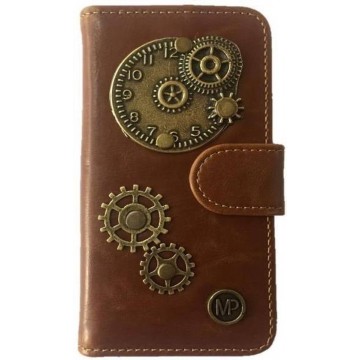 PU Leder Mystiek design Bruin Hoesje voor Huawei P10 Plus Time Bedel book case wallet case