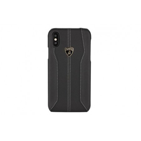 Lamborghini backcover hoesje D1 Serie Apple iPhone Xs Max Zwart - Genuine Leather - Echt leer