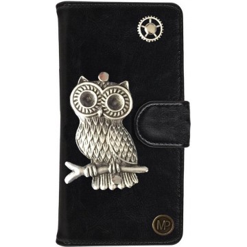 MP Case® PU Leder Mystiek design Zwart Hoesje voor Apple iPhone 7 / 8 Uil Figuur book case wallet case