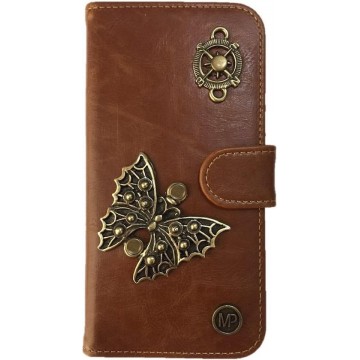 MP Case® PU Leder Mystiek design Bruin Hoesje voor LG G6 Vlinder Bedel book case wallet case