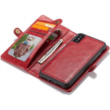 CASEME Apple iPhone X PU Lederen Portemonnee Wallet - Rood