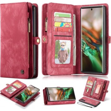 CASEME Luxe Leren Portemonnee hoesje voor de Samsung Galaxy Note 10 - rood