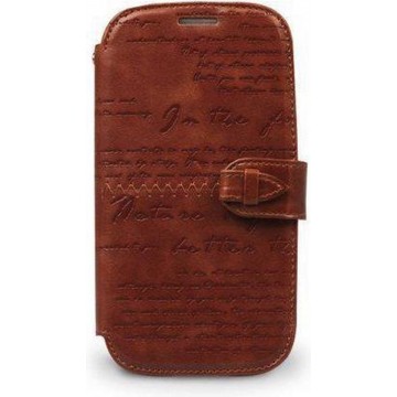 Zenus Mastige Lettering Diary Brown voor Samsung Galaxy SIII