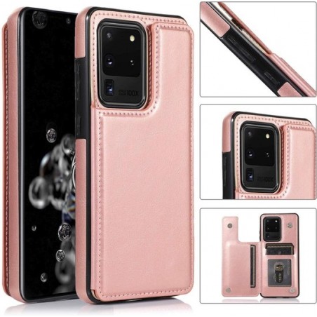 Wallet Case Samsung Galaxy S20 Ultra - roze met Privacy Glas