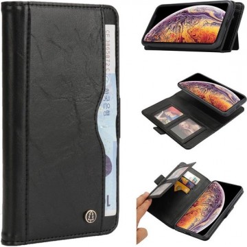 Horizontale flip lederen tas voor iPhone XS Max, met kaartsleuven en booghouder & portemonnee en fotolijst (zwart)