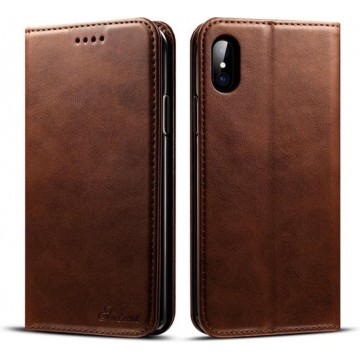 Let op type!! Suteni Calf Texture Horizontal Flip Leather Case for iPhone X / XS  with Holder & Card Slots & Wallet(Black)