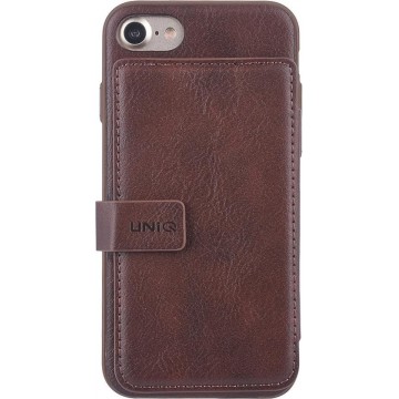 UNIQ Accessory iPhone 7-8 Kunstleer Backcover hoesje met clip pasjeshouder - Bruin