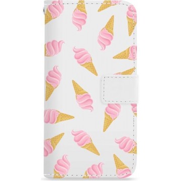 FOONCASE iPhone 7 Plus hoesje - Bookcase - Flipcase - Hoesje met pasjes - Ice Ice Baby / Ijsjes / Roze ijsjes