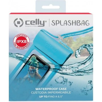 Waterdichte Telefoonhoes | Celly Splashbag Waterproof Case (6.5 inch) | Blauw