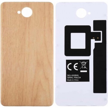 Voor Microsoft Lumia 650 Wood Texture batterij achtercover met NFC-sticker