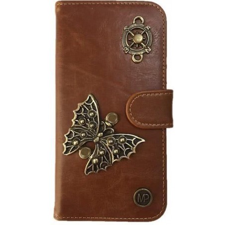 MP Case® PU Leder Mystiek design Bruin Hoesje voor Samsung Galaxy S8 Plus Vlinder Bedel book case wallet case