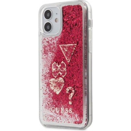 Guess Charms Liquid Glitter Case - iPhone 12 Mini (5.4") - Roze
