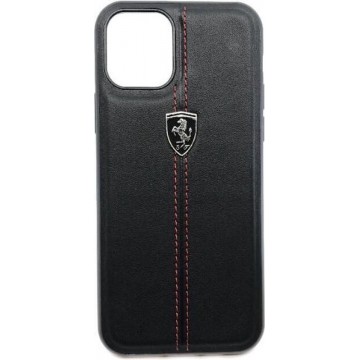 Ferrari Leren Backcover Hoesje iPhone 11 Pro - Zwart