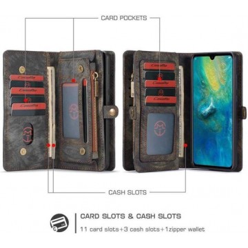 CaseMe Vintage Wallet Case Hoesje Huawei Mate 20 - Grijs