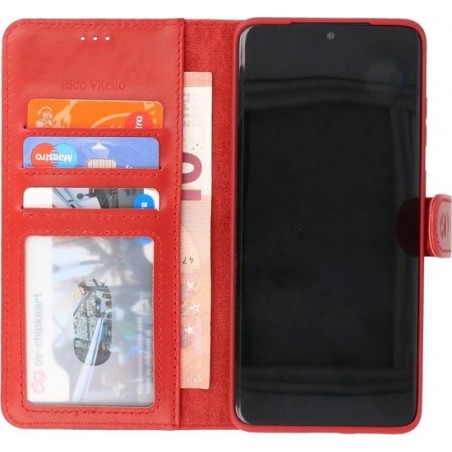 Rico Vitello Echt Lederen Book Case Hoesje Samsung Galaxy S20 - Rood