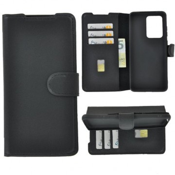 Samsung Galaxy S20 Ultra hoesje - Bookcase - Portemonnee Hoes Echt leer Wallet case Antiek Zwart