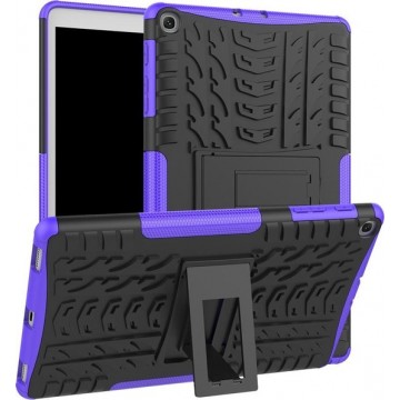 Let op type!! Tire Texture TPU + PC schokbestendig Case voor Galaxy tab A 10 1 2019 T510/T515  met houder (wit)