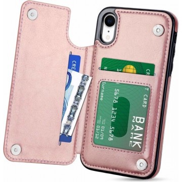 Wallet Case iPhone Xr - roze met Privacy Glas
