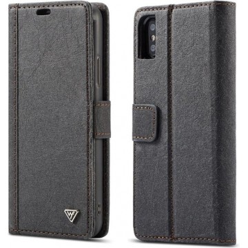 Voor iPhone XS Max WHATIF Kraftpapier TPU + PC Horizontale flip beschermhoes met houder & kaartsleuven & portemonnee (zwart)