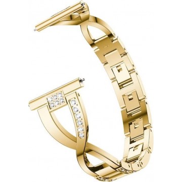 Let op type!! X-vormige Diamond-bezaaid massief roestvrijstalen polsband horlogeband voor Galaxy Watch 46mm (goud)