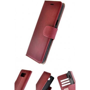 Pearlycase Echt Lederen Handmade Wallet Bookcase hoesje Bordeaux Rood voor Samsung Galaxy S8 Plus