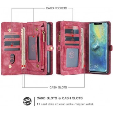CaseMe Vintage Wallet Case Hoesje Huawei Mate 20 Pro - Rood
