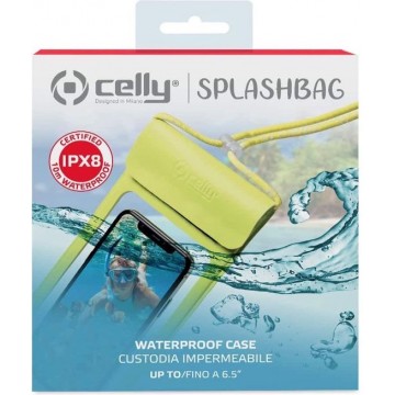 Waterdichte Telefoonhoes | Celly | Splashbag Waterproof Case (6.5 inch) | Geel