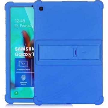 Let op type!! Voor Galaxy Tab S5e T720 Tablet PC Siliconen beschermhoes met onzichtbare beugel (donkerblauw)