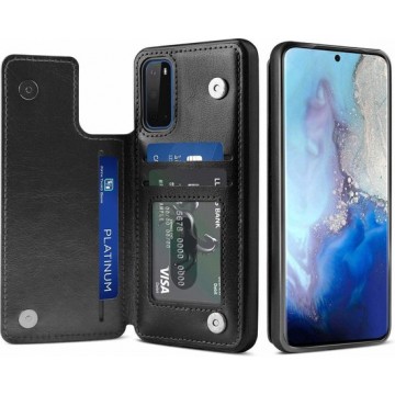 Wallet Case Samsung Galaxy S20 - zwart + glazen screen protector