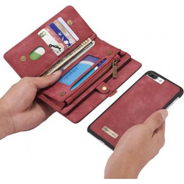 CaseMe Vintage Wallet Case Hoesje iPhone 8 Plus / 7 Plus - Rood