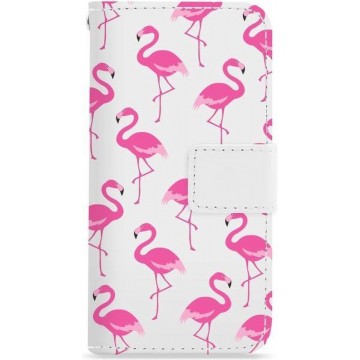 FOONCASE iPhone 6 Plus hoesje - Bookcase - Flipcase - Hoesje met pasjes - Flamingo