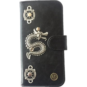 MP Case® PU Leder Mystiek design Zwart Hoesje voor Apple iPhone 7 Plus / 8 Plus Draak Figuur book case wallet case