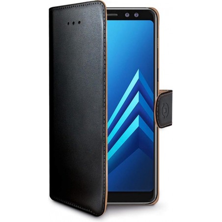 Celly - Samsung Galaxy A8 Plus - (2018) Wally Bookcase Black - Openklap Hoesje Samsung Galaxy A8 - Samsung Case Black