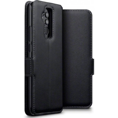 Qubits - lederen slim folio wallet hoes - Huawei Mate 20 Lite - zwart