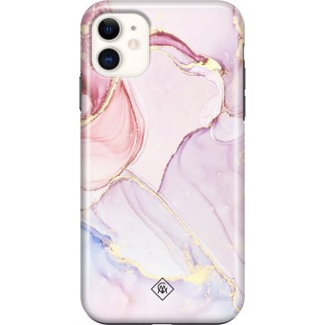 iPhone 11 rondom bedrukt hoesje - Marmer roze paars