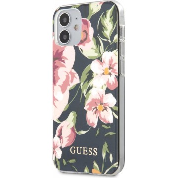 Guess - backcover hoes - iPhone 12 Mini - Floral No. 3 + Lunso Tempered Glass