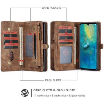 CaseMe Vintage Wallet Case Hoesje Huawei Mate 20 - Bruin